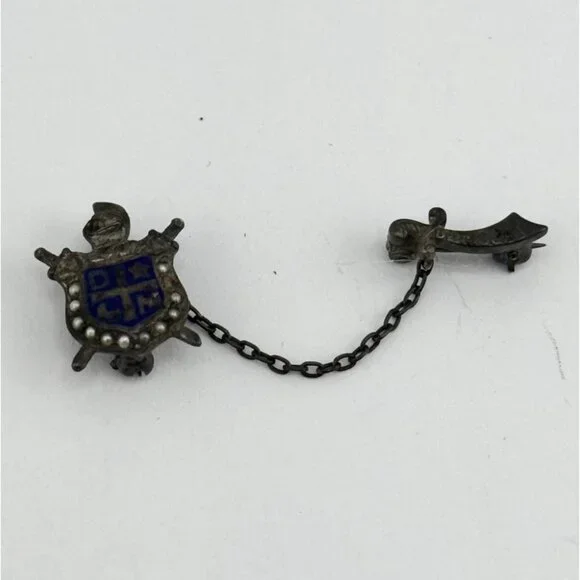VINTAGE DEMOLAY STERLING PEARLS MASONIC YOUTH SWORD GUARD LAPEL PIN